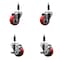 Service Caster 3'' Red Poly Wheel Swivel 7/8'' Expanding Stem Caster Set 2 Brakes, 4PK SCC-EX20S314-PPUB-RED-2-TLB-2-78 - alternate 1